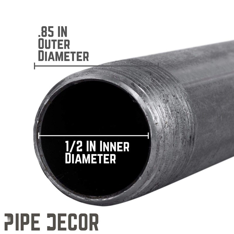 PIPE DECOR PIPE DÃ‰COR 1/2" x 4.5" Malleable Cast Iron Pipe Nipple, Pre Cut Connectors, Industrial Steel Grey Fits Standard Half Inch Black Threaded Pipes Nipples and Fittings, Vintage DIY Furniture, 10 Pack - Image 3